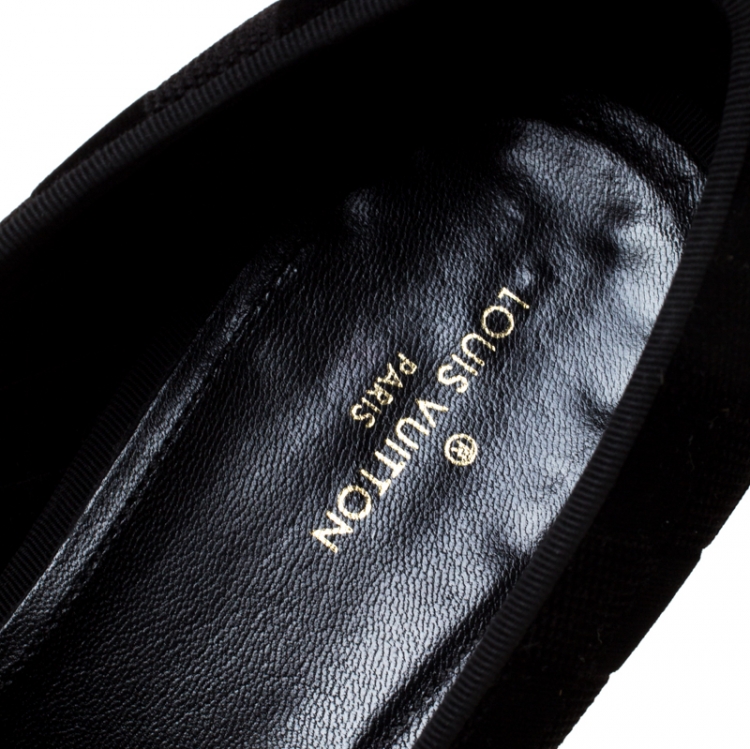 Pre Owned Louis Vuitton Black Damier Velvet Slip On Loafers Size 42.5