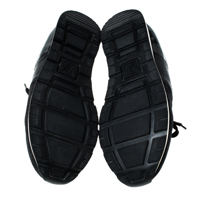 Pre Owned Louis Vuitton Black Mix Media Lace Up Sneakers Size 42