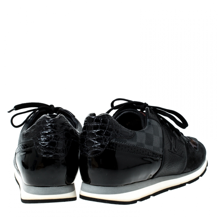 Pre Owned Louis Vuitton Black Mix Media Lace Up Sneakers Size 42