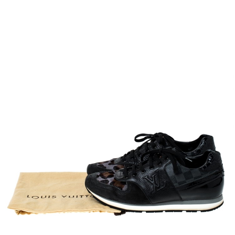 Pre Owned Louis Vuitton Black Mix Media Lace Up Sneakers Size 42