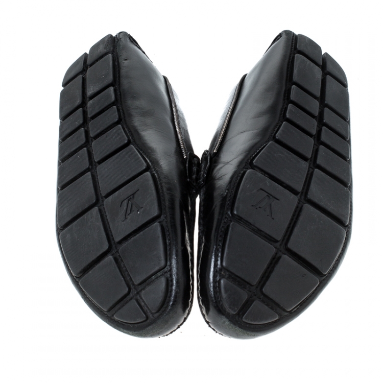 Pre Owned Louis Vuitton Black Leather Monte Carlo Slip On Loafers Size 45