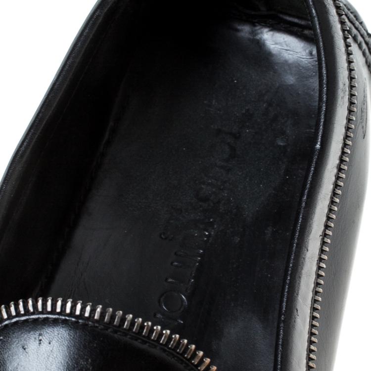 Pre Owned Louis Vuitton Black Leather Monte Carlo Slip On Loafers Size 45