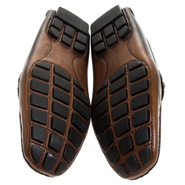 Pre Owned Louis Vuitton Brown/Black Ombre Leather Monte Carlo Loafers Size 41.5