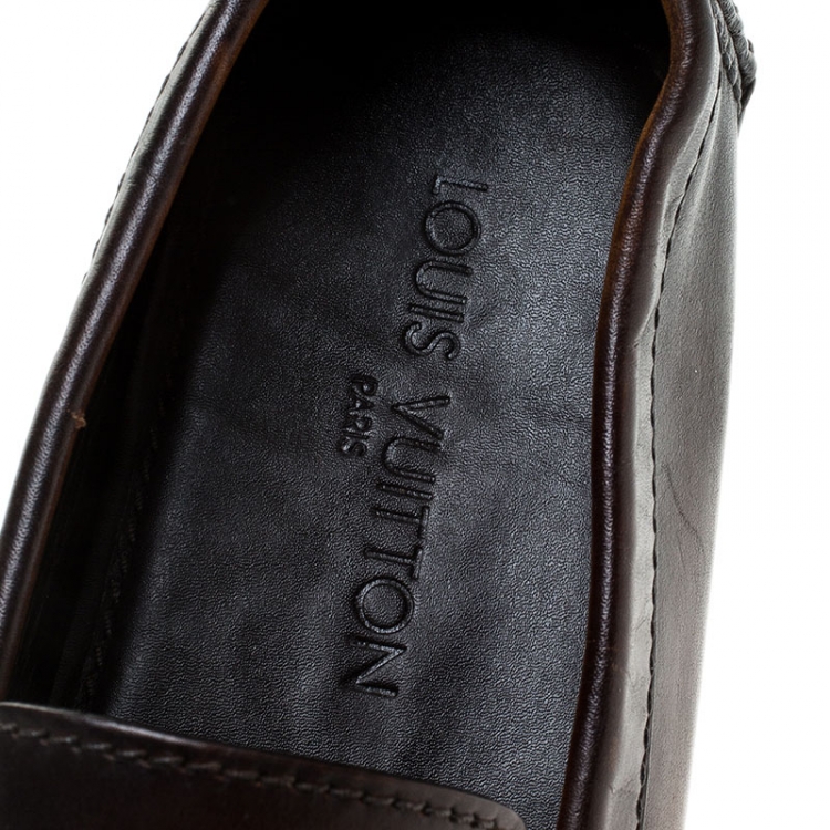 Pre Owned Louis Vuitton Brown/Black Ombre Leather Monte Carlo Loafers Size 41.5