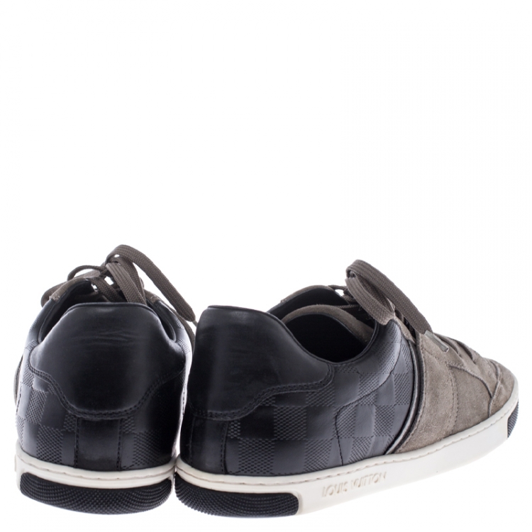 Pre Owned Louis Vuitton Grey/Black Suede And Leather Low Top Sneakers Size 41