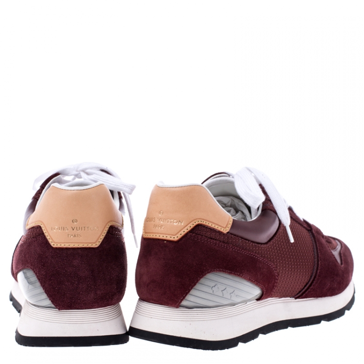 Pre Owned Louis Vuitton Burgundy Mesh, Leather and Suede Abbesses Lace Up Sneakers Size 41