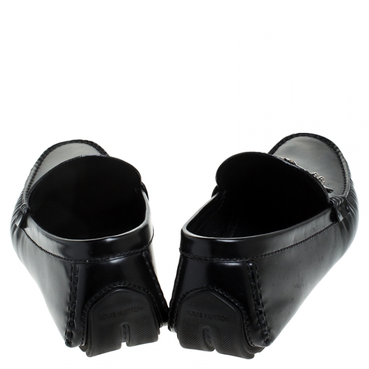 مملوكة مسبقًا Louis Vuitton Black Leather S-Lock Driving Loafers Size 44