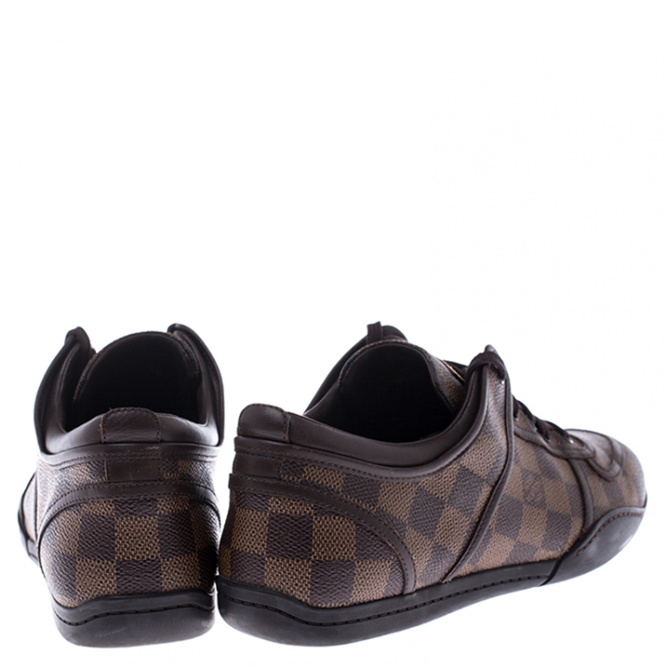 Pre Owned Louis Vuitton Damier Ebene Canvas and Leather Boogie Sneakers Size 40.5