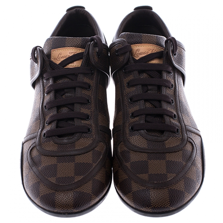 Pre Owned Louis Vuitton Damier Ebene Canvas and Leather Boogie Sneakers Size 40.5