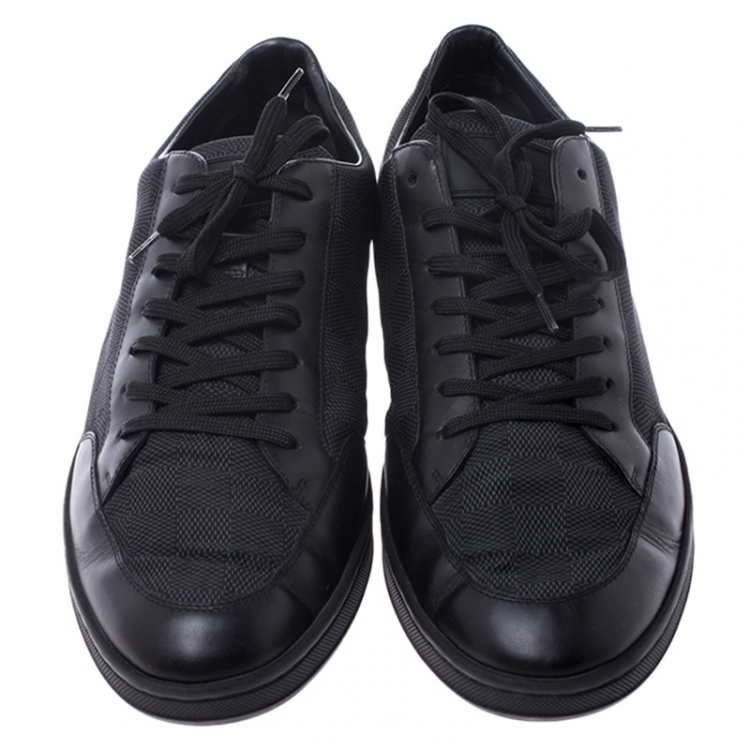 Pre Owned Louis Vuitton Damier Graphite Nylon and Leather Offshore Sneakers Size 43