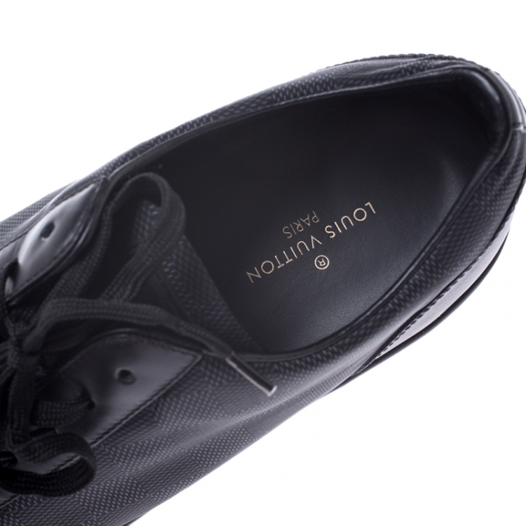 Pre Owned Louis Vuitton Damier Graphite Nylon and Leather Offshore Sneakers Size 43