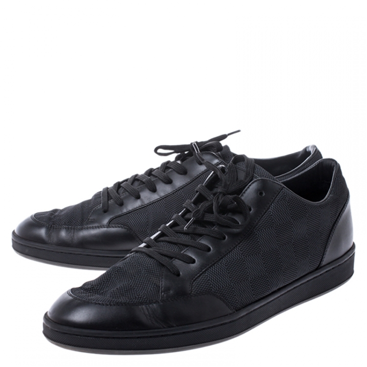 Pre Owned Louis Vuitton Damier Graphite Nylon and Leather Offshore Sneakers Size 43