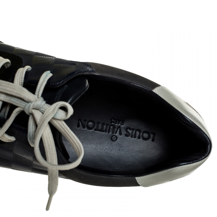 Pre Owned Louis Vuitton Multicolor Damier Leather And Nubuck Run Away Lace Up Sneakers Size 44.5