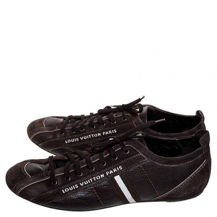 Pre Owned Louis Vuitton Brown Suede And Leather Cosmos Low Top Sneakers Size 44