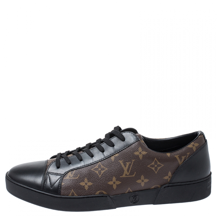 Louis Vuitton Black Leather and Monogram Canvas Trainers Sneakers