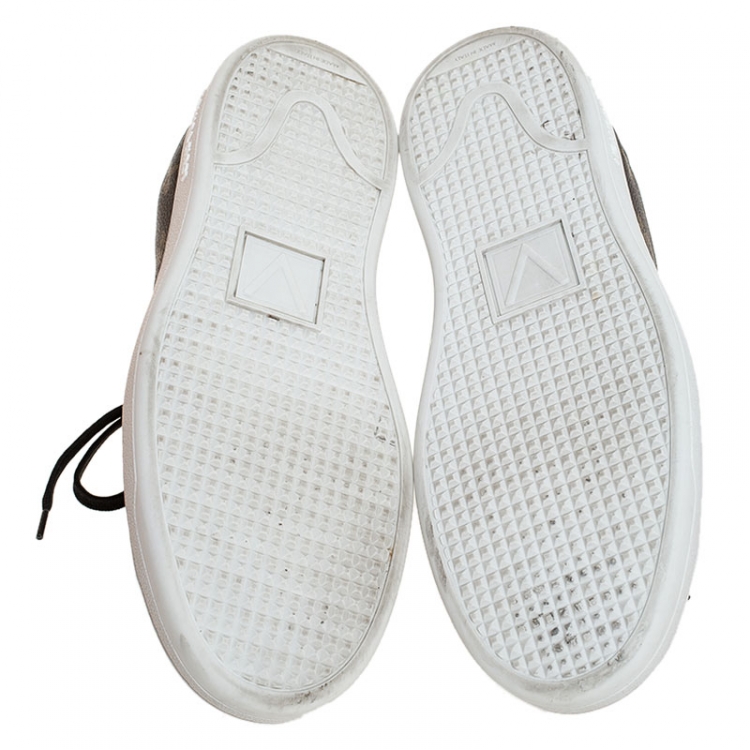 Pre Owned Louis Vuitton Brown Monogram Canvas and Black Leather Frontrow Low Top Sneakers Size 41