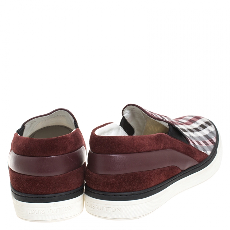 Pre Owned Louis Vuitton Multicolor Checkered Monogram Fabric, Leather And Suede Twister Slip-on Sneakers Size 41