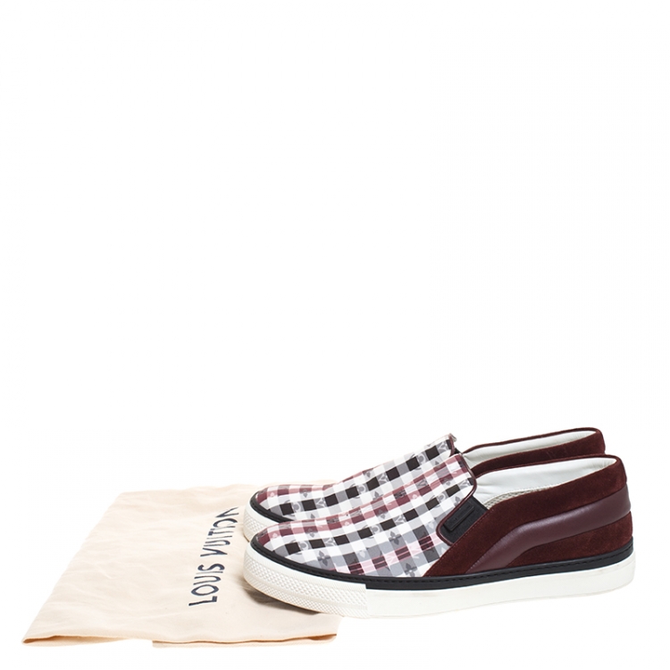 Pre Owned Louis Vuitton Multicolor Checkered Monogram Fabric, Leather And Suede Twister Slip-on Sneakers Size 41