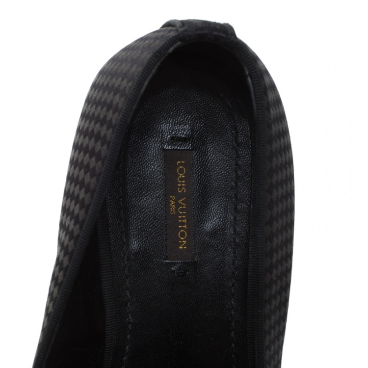 Pre Owned Louis Vuitton Black Satin Bank Slip On Loafers Size 43.5