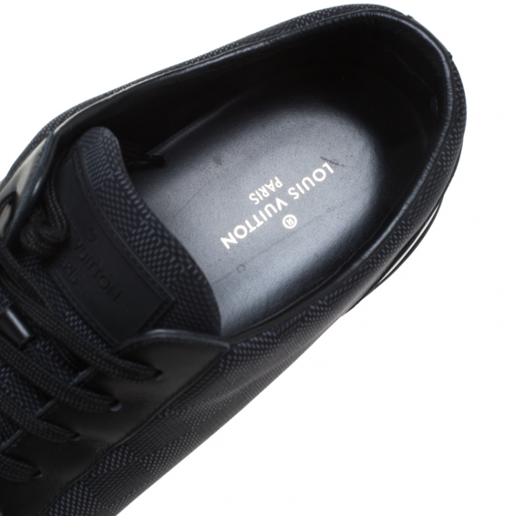 Pre Owned Louis Vuitton Damier Graphite Nylon and Leather Offshore Sneakers Size 45