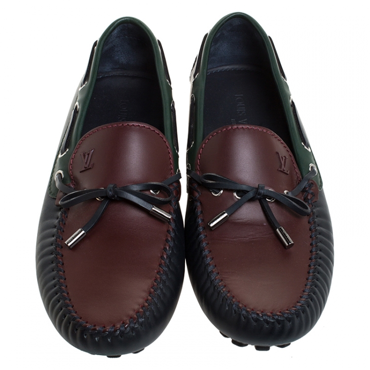 Pre Owned Louis Vuitton Tricolor Leather Arizona Loafers Size 43.5