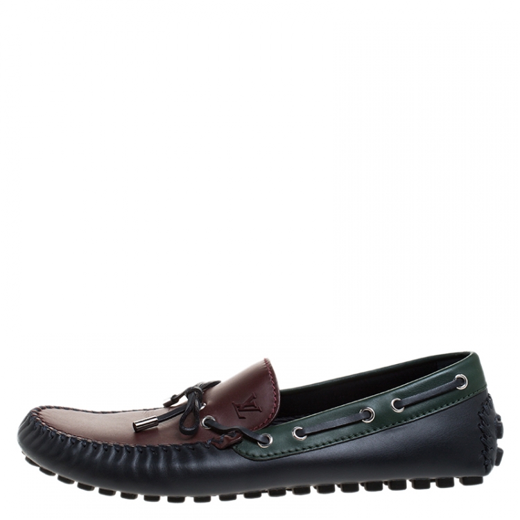 Pre Owned Louis Vuitton Tricolor Leather Arizona Loafers Size 43.5