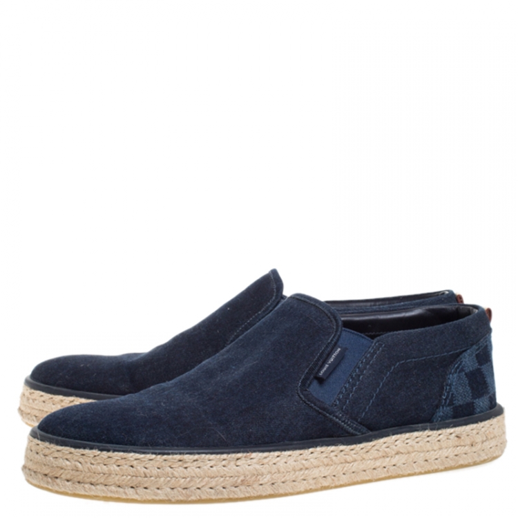 Pre Owned Louis Vuitton Blue Denim Slip On Sneakers Size 42.5