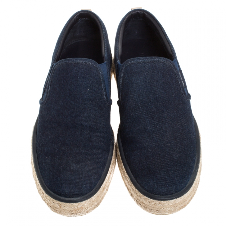 Pre Owned Louis Vuitton Blue Denim Slip On Sneakers Size 42.5