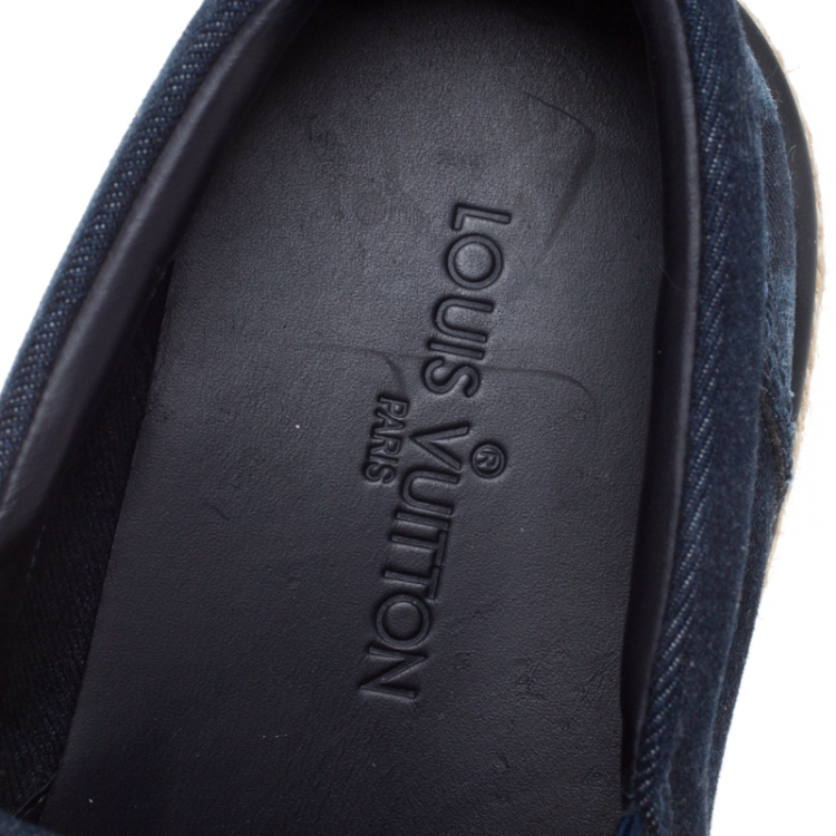 Pre Owned Louis Vuitton Blue Denim Slip On Sneakers Size 42.5
