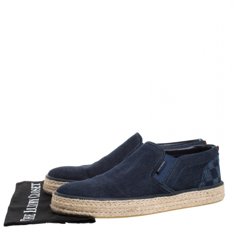 Pre Owned Louis Vuitton Blue Denim Slip On Sneakers Size 42.5