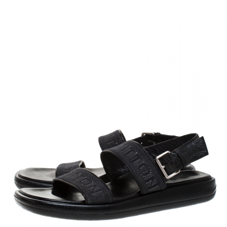 Pre Owned Louis Vuitton Black Denim Fabric And Leather Back Strap Sandals Size 42