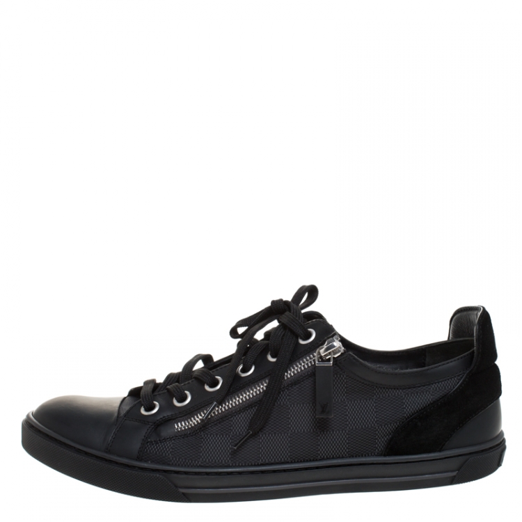 Louis Vuitton Graphite Damier Nylon And Black Leather/Suede Adventure Low Top Sneakers Size 43 ...