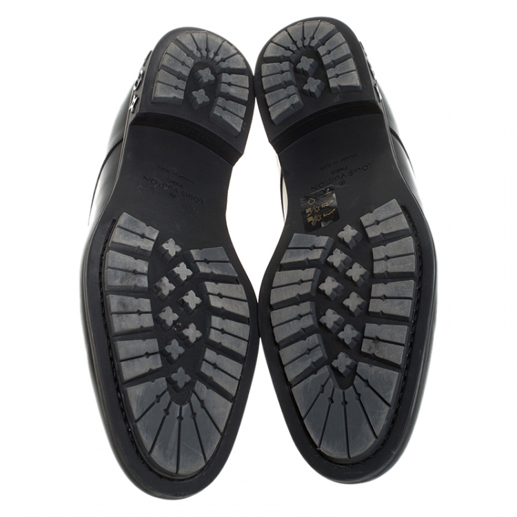 Pre Owned Louis Vuitton Black Leather Lace Up Derby Size 41.5