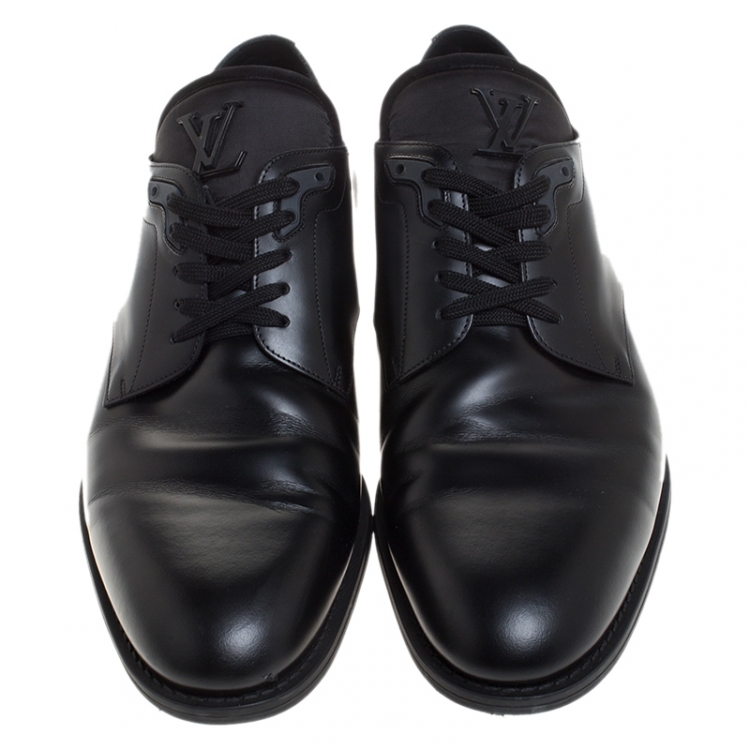 Pre Owned Louis Vuitton Black Leather Lace Up Derby Size 41.5