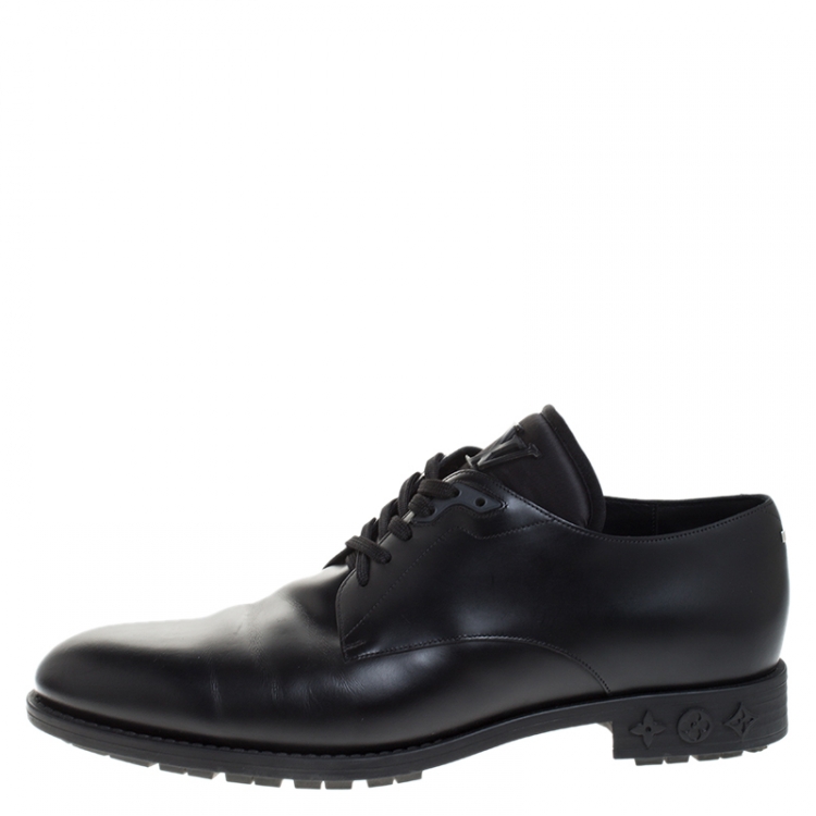Pre Owned Louis Vuitton Black Leather Lace Up Derby Size 41.5