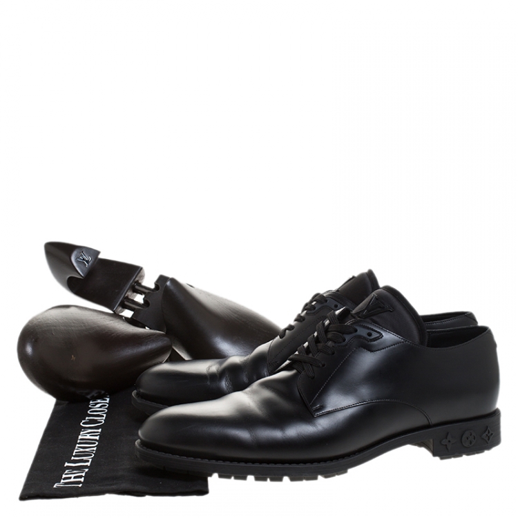 Pre Owned Louis Vuitton Black Leather Lace Up Derby Size 41.5