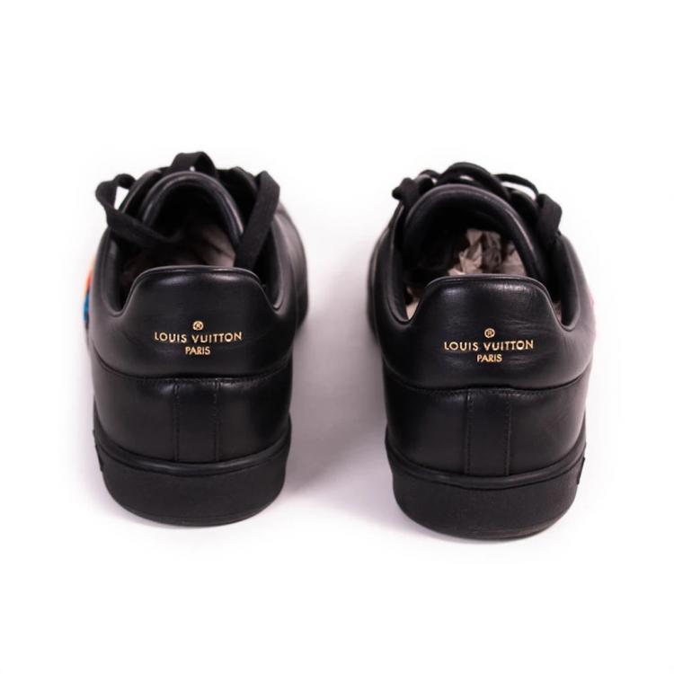 Pre Owned Louis Vuitton Black Leather Luxembourg Sneakers Size 42