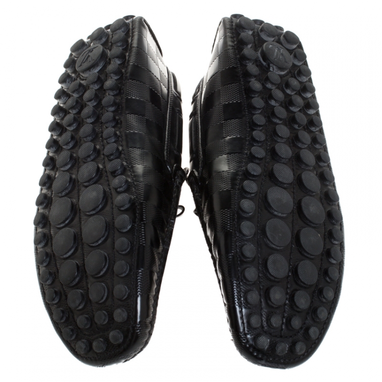 Pre Owned Louis Vuitton Black Damier Leather Imola Tassel Loafers Size 40