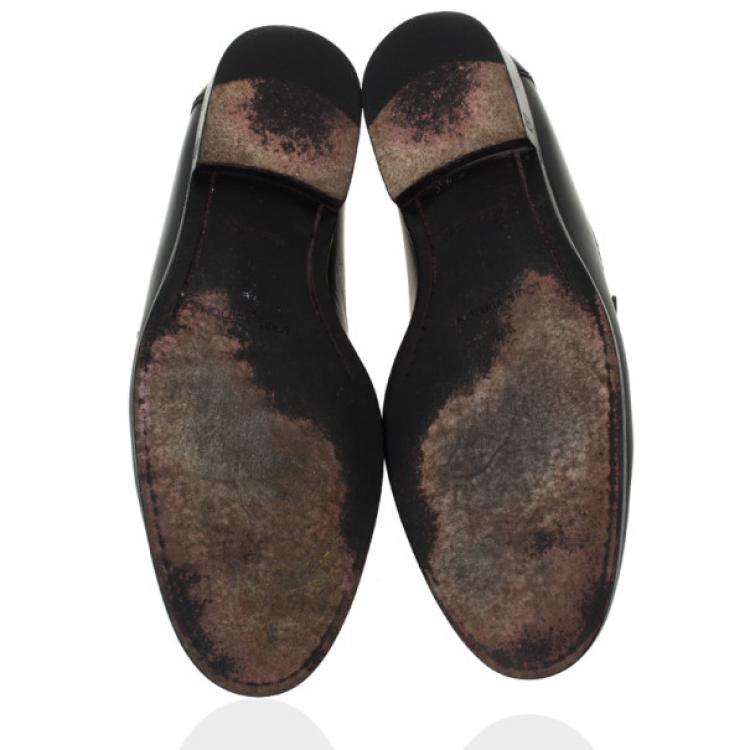 Pre Owned Louis Vuitton Damier Embossed Black Leather Loafers Size 41