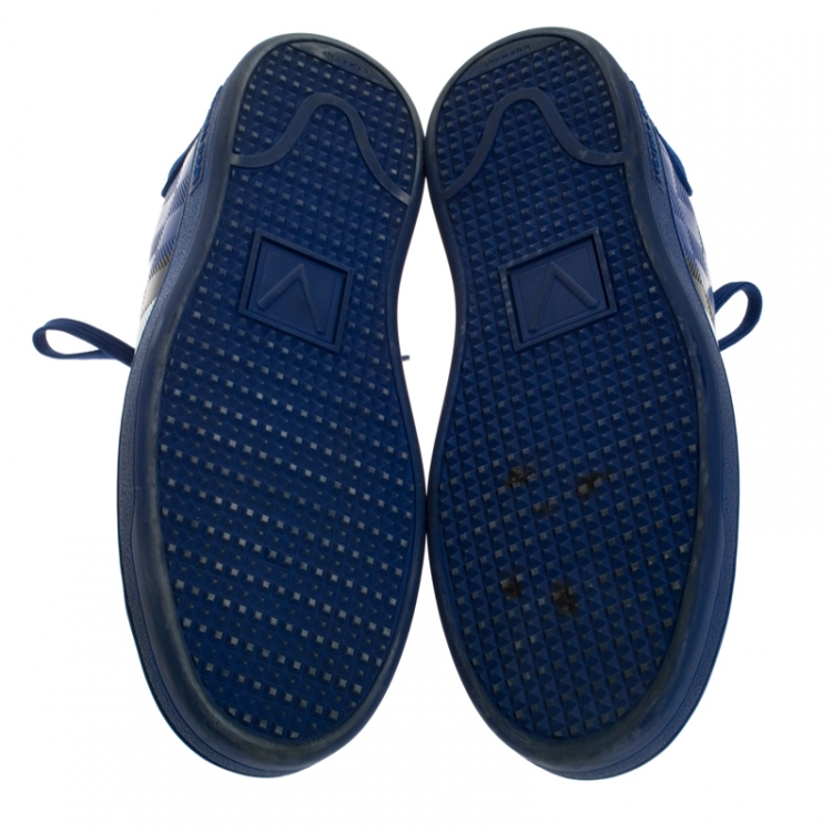 Pre Owned Louis Vuitton Blue Damier Infini Leather Frontrow Lace Up Sneakers Size 40.5