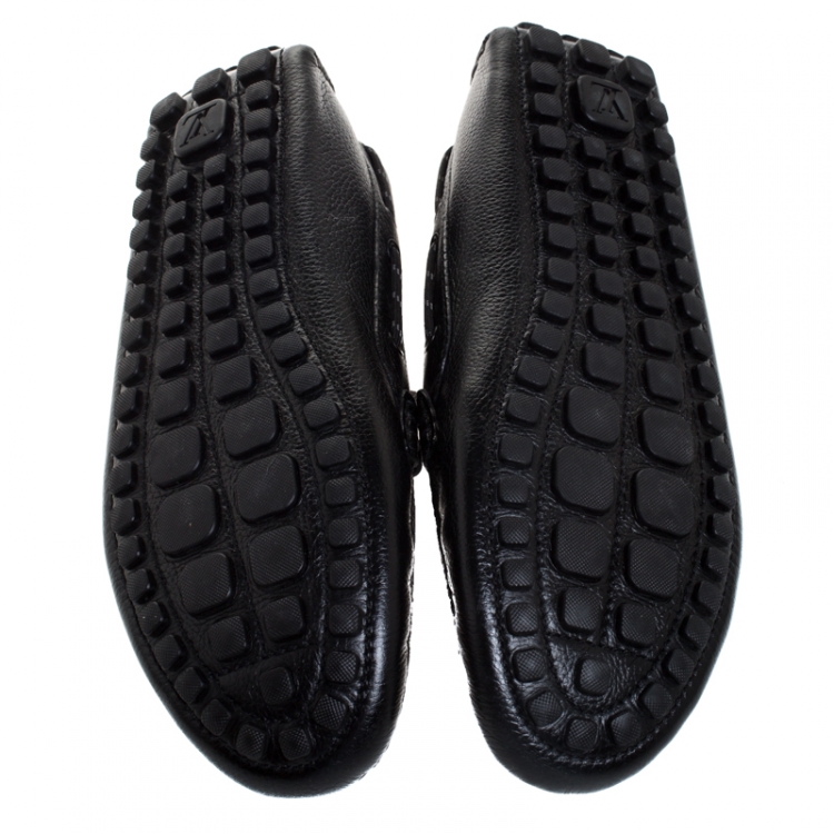 Pre Owned Louis Vuitton Black Leather Slip On Loafer Size 43