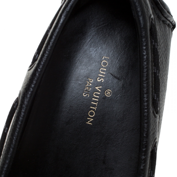 Pre Owned Louis Vuitton Black Leather Slip On Loafer Size 43