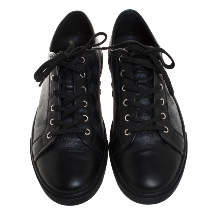 Pre Owned Louis Vuitton Damier Graphite Canvas and Black Leather Offshore Sneakers Size 42