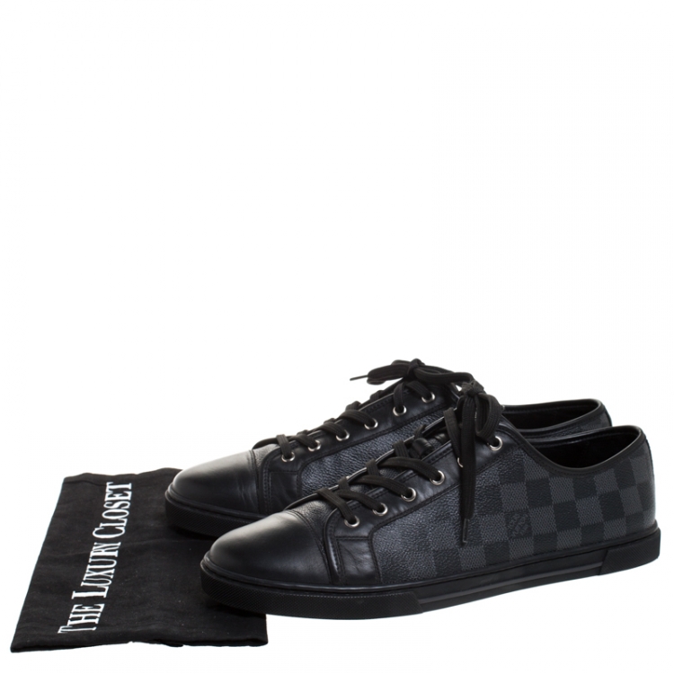 Pre Owned Louis Vuitton Damier Graphite Canvas and Black Leather Offshore Sneakers Size 42
