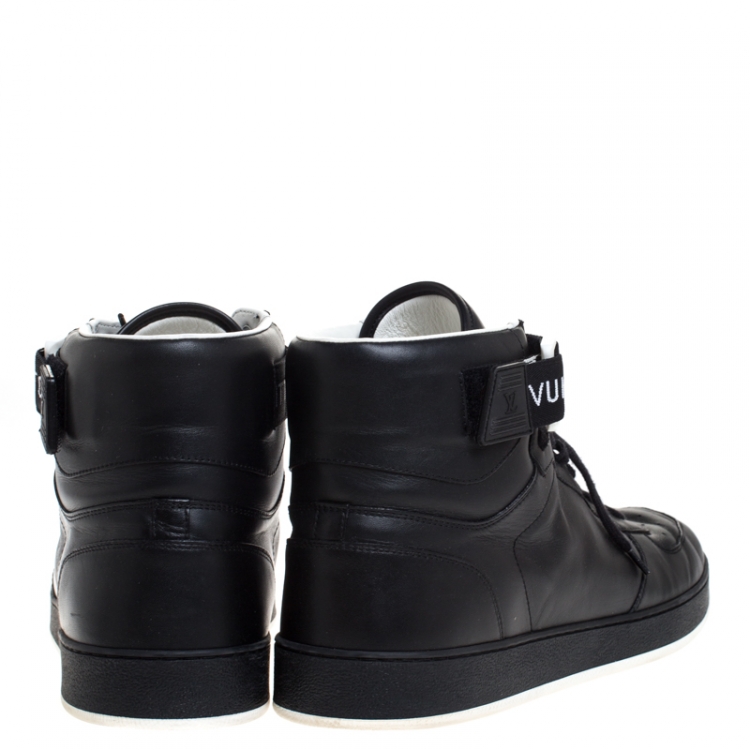 Pre Owned Louis Vuitton Black Leather Rivoli High Top Sneakers Size 44