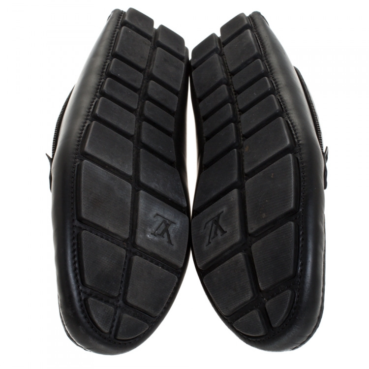 Pre Owned Louis Vuitton Black Leather Shade Penny Loafers Size 43