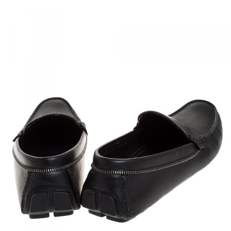 Pre Owned Louis Vuitton Black Leather Shade Penny Loafers Size 43