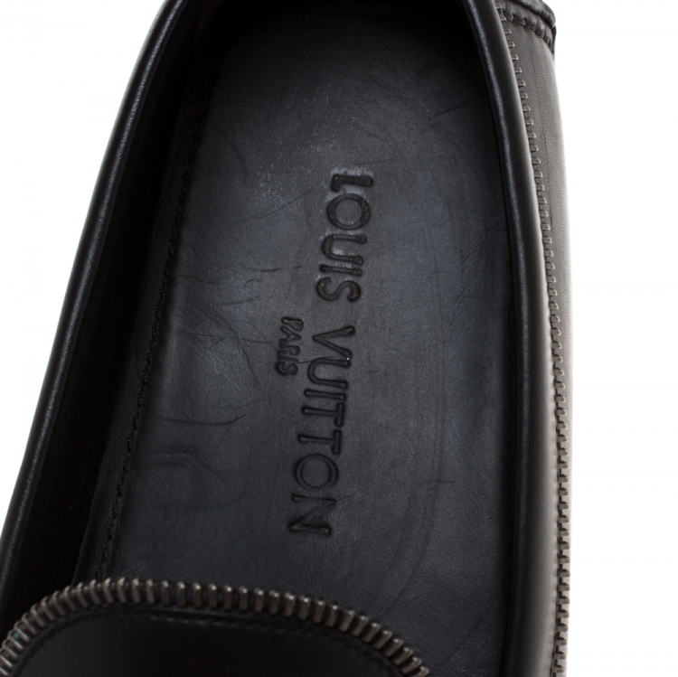 Pre Owned Louis Vuitton Black Leather Shade Penny Loafers Size 43