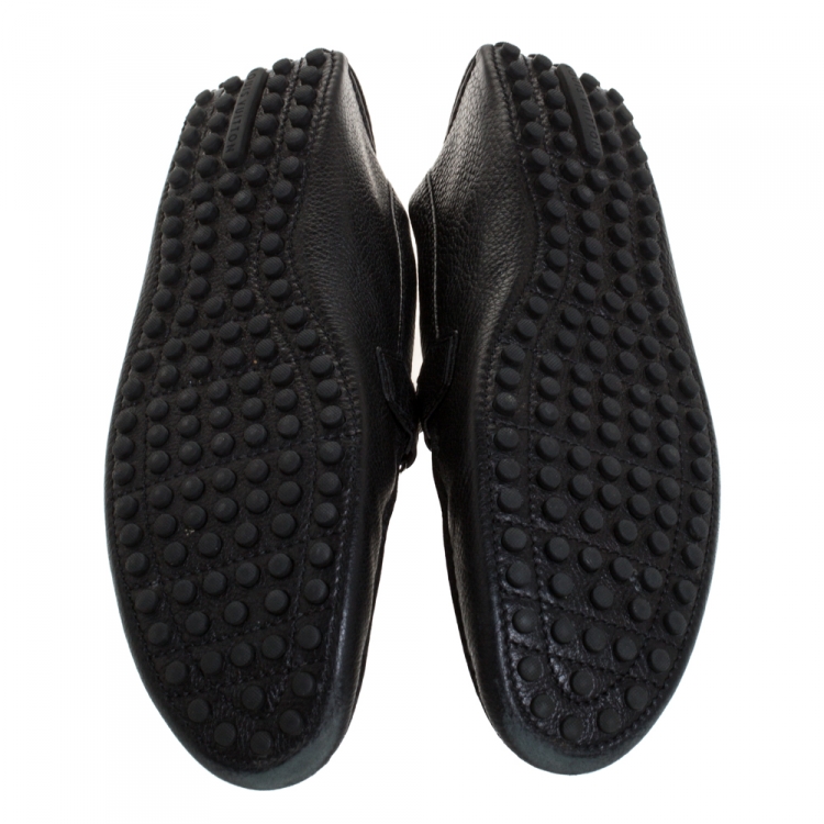Pre Owned Louis Vuitton Black Leather Monte Carlo Slip On Loafers Size 44