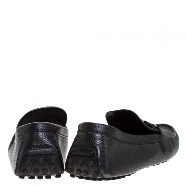 Pre Owned Louis Vuitton Black Leather Monte Carlo Slip On Loafers Size 44